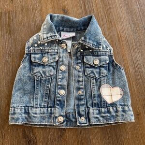 3/20$ Little Lass Baby Blue Denim Sleeveless Vest size 12 months